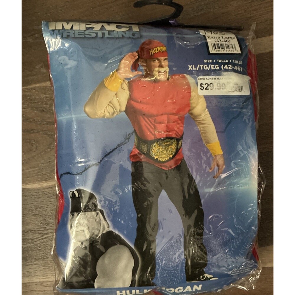 Hulk Hogan Costume Adult XL 42-46 Impact Wrestling Disguise Muscle Shirt Set